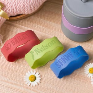 Engraved Silicone Bottle Label for Baby, Personalized Sippy Cup Name Band, Custom Water Bottle Tag, Baby Shower Gift for Her