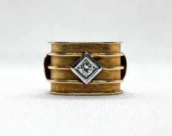 Natural Solitaire VS Diamond Link Ring, 18K Solid Gold, Unique Design Handmade Ring, Anniversary, Engagement, Wedding's Perfect Gift For Her