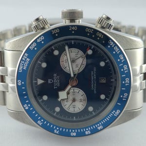 Tudor Automatic Chronograph Blue Dial with Date Men Wristwatch | Stainless Steel Band
