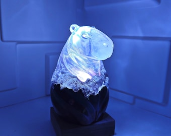 Handmade Capybara Resin Lamp: Wood Grain, RGB LED Light, Unique Decor