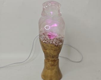 Abstract epoxy owl lamp statue, art rabbit. Decoration, gift for friends and relatives.