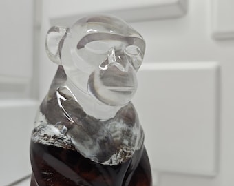 Handmade Monkey Lamp, Wood Resin Decor with RGB LED Lights