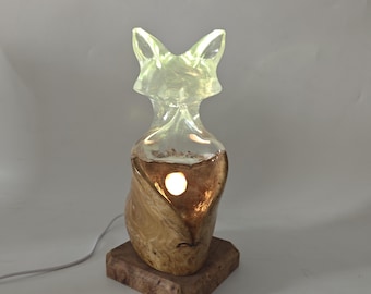 Epoxy fox lamp statue, abstract fox, art rabbit. decoration, gift for friends and relatives.