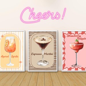 Set of 6 Cocktail Prints | Cocktail Bar | Kitchen Prints | Trendy Kitchen Decor | Bar Decor | Colour Prints | Wall Art | Drinks | Cocktails