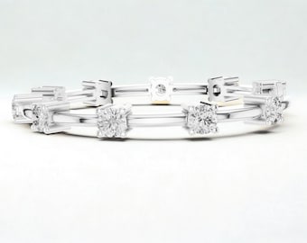 14 kt gouden lab Diamond Eternity-armband, rond geslepen pavé stapelarmband
