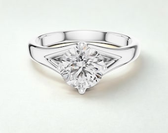 10K White Gold Lab Grown Diamond Engagement Ring, Split Shank