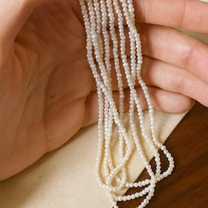 Dainty Freshwater Pearl Necklace | 1mm Tiny Pearl Beaded Choker | Minimalist Layering Jewelry Gift | Seed Pearl Necklace | Elegant Choker