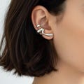 Gold Silver Geometric Liquid Double Layer Ear Cuff – Unique Clip-On Earring for Women, No Piercing Retro Minimalist Jewelry