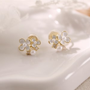 Mini Pearl Blossom Clip On Earrings | Non Pierced, Sensitive Ears