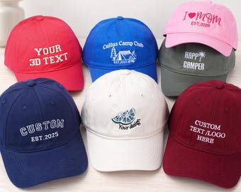 Embroidered Hat Custom Text/Logo Personalized Dad Cap Bachelorette Hat Gift for Bride Custom Unisex Baseball Hat Sorority hat Christmas Gift