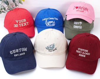 Embroidered Hat Custom Text/Logo Personalized Dad Cap Bachelorette Hat Gift for Bride Custom Unisex Baseball Hat Sorority hat Christmas Gift