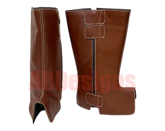 Vendas de cuero hechas a mano para piernas de Boba Fett / Cubrebotas de cosplay de Star Wars