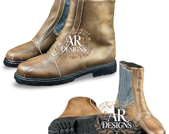Din Djarin Mandalorian Leather Cosplay Boots 501st Legion Style Halloween Shoes - Bounty hunter footwear
