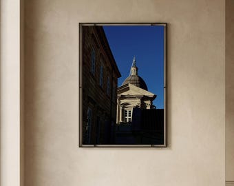 Mediterranean Cathedral Architecture Print, Historic Stone Wall Art, Minimal Urban Photography, Printable Fine Art, Digital Download