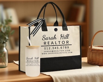 Realtor Tote Bag Personalized Business Tote Bag Custom Real Estate Agent Gift Bulk Business Logo Realtor Swag Real Estate Tote Bag