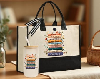 Custom Book Tote Bag, Bookish Personalized Tote Bag,Bookish Gift Idea, Book Lover Gift Idea, Cute Book Bag,Aesthetic Bag, Casual Canvas Tote