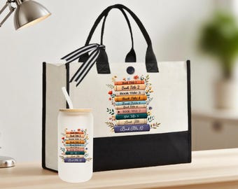 Personalized Library Tote Bag, Book Bag for Kids, Teachers, Bookworm, Cute Canvas Reading Tote Gift Idea, Gift for Book Lover