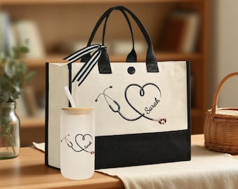 personalized nurse gift- gifts for nurse canvas tote bag nurse graduation gift - new nurse gift-nurse graduation gift-nurse student