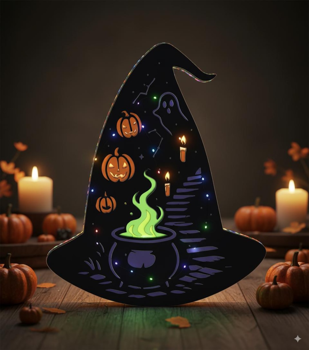 Halloween Witch Hat Shadow Box SVG | 3D Papercut Template (digital ...