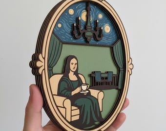 Mona Lisa Surreal Wall Art | Layered Shadow Box SVG | DIY Painting Kit | Digital Download