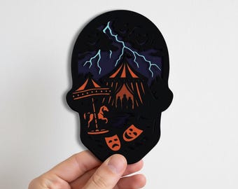 Haunted Carnival Skull Shadow Box SVG | Halloween Papercut Template (Digital Download)