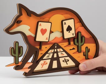Desert Fox Shadow Box SVG: 3D Layered Diorama, Laser Cut File (Digital Download)