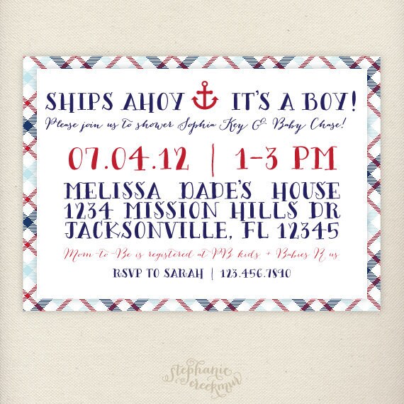 Items similar to 15 Ships Ahoy It's a Boy Plaid Baby Shower
