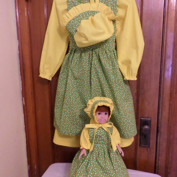 Costume De Prairie Fille Style Ingalls Wilder Avec Tablier - Déguisement Créatif Pour Jeux D'imitation