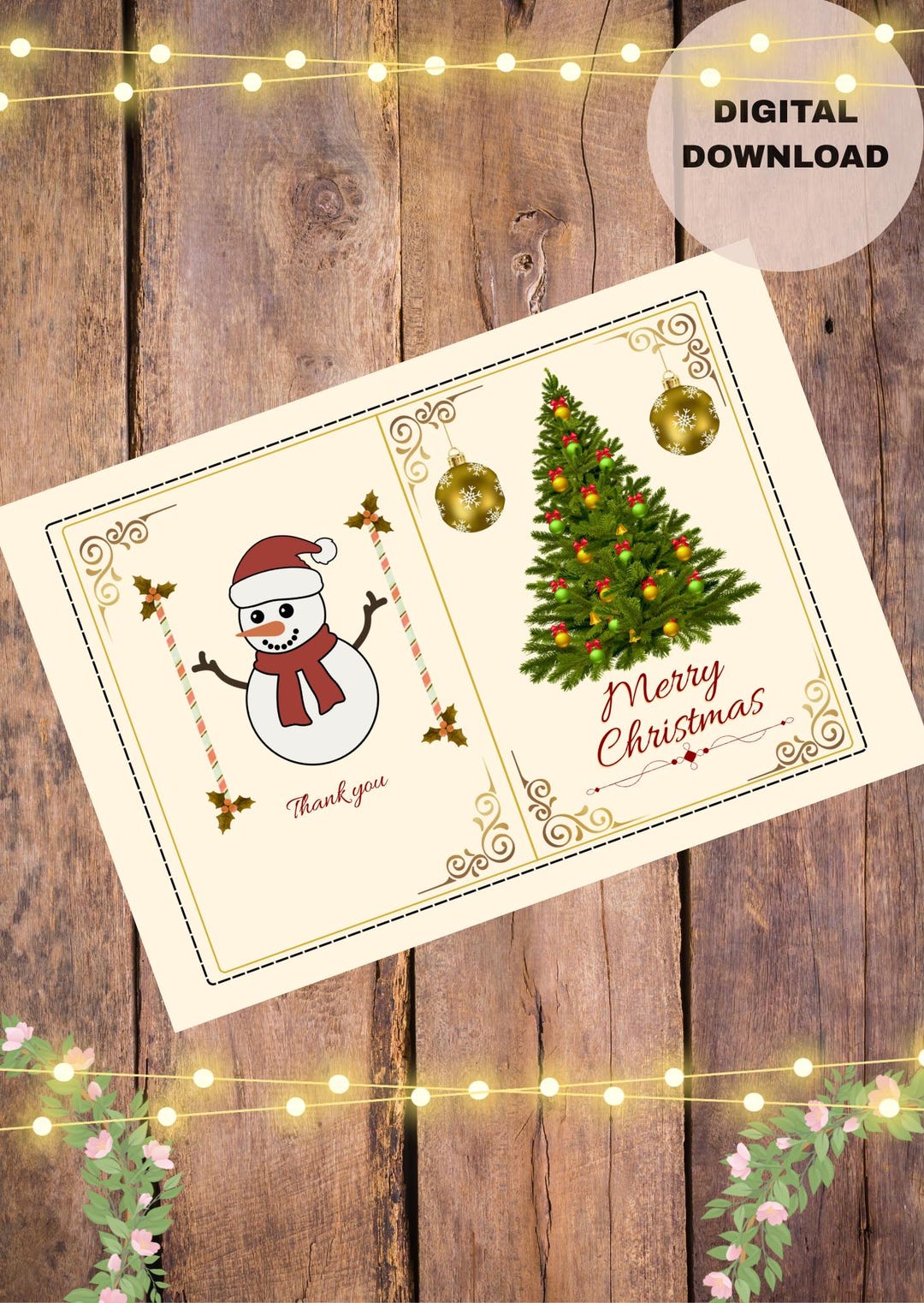 Printable Snowman Christmas Card – Digital Holiday Greeting – Instant ...