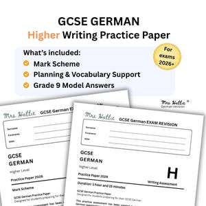 GCSE German Higher Writing Practice Paper for 2026 Exams | AQA Revision PDF, Mark Scheme & Grade 9 Model Answers