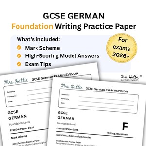 GCSE German Foundation Writing Practice Paper for 2026 Exams | AQA Revision PDF, Mark Scheme & Model Answers