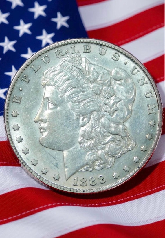 1888 S Morgan Dollar Style Liberty Coin | Vintage Antique Silver Finish | Historic Collectible Gift
