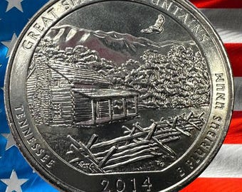 2014 P & D Gran Parque Nacional de las Grandes Montañas Humeantes Cuarto de dólar en circulación Casa de la Moneda de EE. UU. Moneda de 25 centavos Coleccionable Tennessee Carolina del Norte Diseño escénico