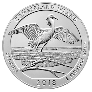 Moneda de 25 centavos de dólar de Cumberland Island National Seashore de 2018 en circulación
