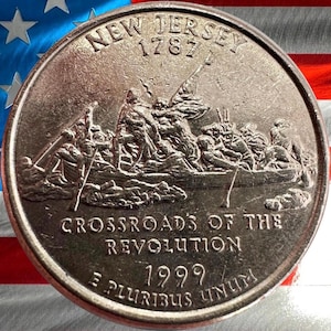 1999 P & D New Jersey State Quarter Circulated US Mint 25C Coin Collectible Garden State Washington Crossing Coin