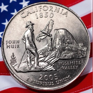 2005 P & D California State Quarter Circulated US Mint 25C Coin Collectible Yosemite Valley John Muir Condor Historic Coin