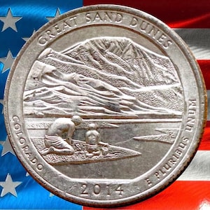 2014 P & D Great Sand Dunes National Park Quarter Circulated US Mint 25C Coin Collectible Colorado Dunes Scenic Design