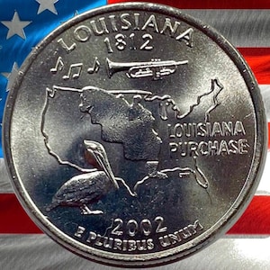 2002 P & D Louisiana State Quarter Circulated US Mint 25C Coin Collectible Pelican State Historic Coin
