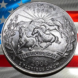 2006 P & D Nevada State Quarter Circulated US Mint 25C Coin Collectible Wild Horses Desert Design Historical Coin