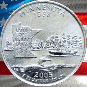 2005 P & D Minnesota State Quarter Circulated US Mint 25C Coin Collectible Loon Lake Land of 10,000 Lakes Coin