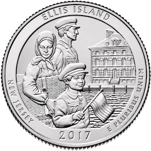 2017  P & D Ellis Island Quarter circulated