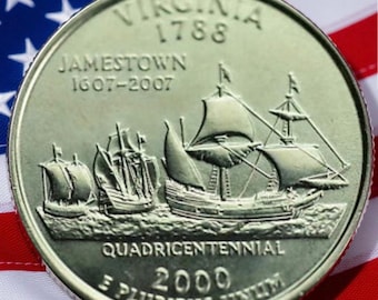 Moneda de veinticinco centavos del estado de Virginia de P&D del año 2000 en circulación