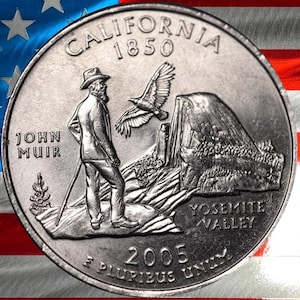 2005 P & D California State Quarter Circulated US Mint 25C Coin Collectible Yosemite Valley John Muir Condor Historic Coin