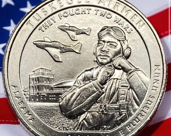 Colección de monedas de veinticinco centavos de dólar de los Aviadores de Tuskegee de 2021 (P & D) – Sitio Histórico Nacional – Alabama – Último cuarto de dólar de la serie «America the Beautiful» – monedas circuladas