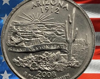 Moneda de 25 centavos del estado de Arizona de 2008, en circulación (P & D) / Casa de la Moneda de EE. UU. • Coleccionable del Gran Cañón