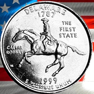 1999 P & D Delaware State Quarter Circulated US Mint 25C Coin Collectible First State Historic Coin