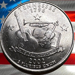 2002 P & D Tennessee State Quarter Circulated US Mint 25C Coin Collectible Musical Heritage Instruments Historic Coin