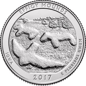 2017  P & D Effigy Mounds National Monument Quarter circulated