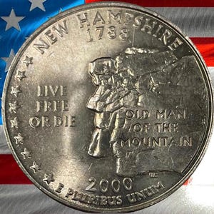 2000 P & D New Hampshire State Quarter Circulated US Mint 25C Coin Collectible Old Man of the Mountain Coin