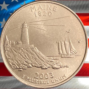 2003  P & D  Maine State Quarter Circulated US Mint 25C Coin Collectible Lighthouse Pine Tree Historic Coin